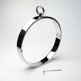 Beauty Items Latest Stainless Steel Neck Ring Collar Restraint Necklet Bondage Pins Locking Adult BDSM sexy Games Toy For Male Female