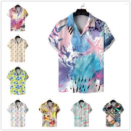 Men's Casual Shirts 2022 Men's Short Sleeve Hawaiian Summer Beach 3D Digital Printing Loose Men Drop