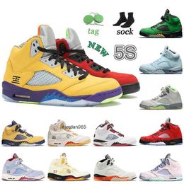 Off Fashion What The 5s Jumpman 5 Basketball Shoes Mens Womens Top Quality White Cement New Concord Easter Ice Blue Black Cat Green Bean JORDAM