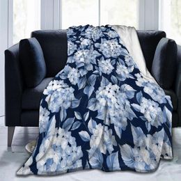 Blankets Soft Warm Flannel Blanket Botanical Blooming Hydrangea Travel Portable Winter Throw Thin Bed Sofa