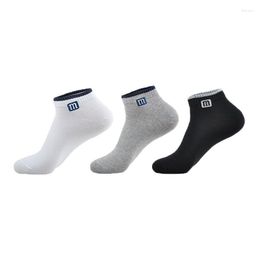 Men's Socks Mens Cotton Fashion Male Shallowly Sock Breathable Sweat Uptake Ankle Letter "m" Stink Proof 3 Pairs/lot