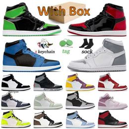 jumpman 1 2022 mens trainers basketball shoes Bred Patent Green 1s sneakers sports off womens Dark Marina Blue Visionaire Stealth Banned JORDAM