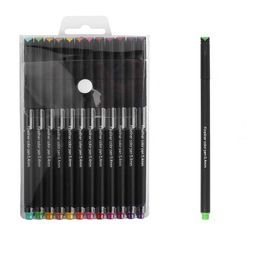 0.4mm Micron Liner Marker Pens 12 Colours Fineliner Pen Water Based Assorted Ink For Painting School liners for drawing