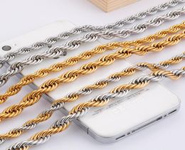Multicolor 316 acero inoxidable cadenas de cuerda de 6 mm collar de oro y plata hip hop jewerly3344253
