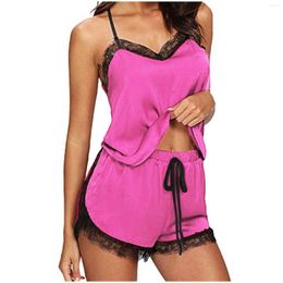 Women's Sleepwear Pyjama Cami Top Strap Lace Trim Women Nightwear Sleeveless Satin Sets Sexy Lingerie Bras Ladies Underwear