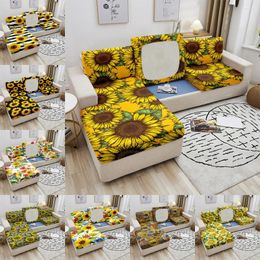Chair Covers Sun Flowers Sofa Seat Cushion Cover Elastic For Living Room Washable Removable Couch Slipcover 1-4 Seater