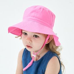 Hats Summer Kids Bucket Hat Foldable Double Sided Wide Brim Beach UV Protection Sunscreen Fisherman For Boys Girl