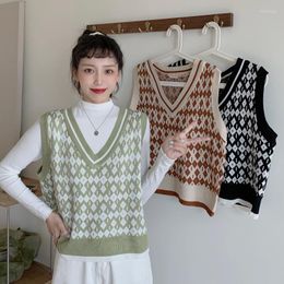 Women's Vests Qiu Dong Season In 2022 The Easing Show Thin V-neck Knitting Sweater Vest To Wear Students