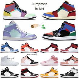 2023 jumpman 1s mid basketball shoes 1 mens trainers White Shadow Smoke Grey Ice Cream University Blue Gym Red womens outdoor sneakers with box JORDON JORDAM