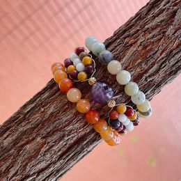 Charm Bracelets 4Unik Womens Amazonite Amethyst Bracelet Natural Stone Fancy Bead Quartzite Jewelry Drop Store 4UN-B338