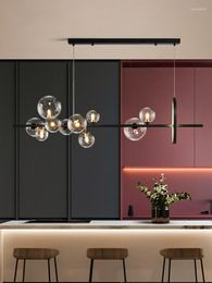 Pendant Lamps Modern Nordic Transparent Glass Bubble LED Chandelier Restaurant Kitchen Bar Table Attic Home Decoration Black G9