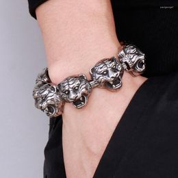 Charm Bracelets Tiger Bracelet Men Stainless Steel 316L Animal Bone Bangle