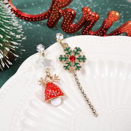 Stud Earrings 2022 Year Christmas Snowflake Bell For Women Girls Xmas Tree Deer Bowknot Zircon Star Tassel Dangle Jewellery