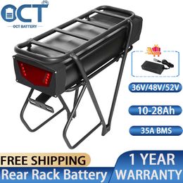36V 48V 20Ah 25Ah Rear Rack E-bike Battery Rechargeable Lithium Li-ion Batteries Electric Bicycle for 750W 1000W 1200W Motor