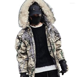 Men's Down High Quality Men Winter Thick Warm Camouflage Jacket Fur Parka Mens Casual Military Style Cotton Padded Coat With Hood