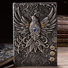 Fashion Vintage Notebook Embossed Leather Printing Note Book Travel Diary Journal A5