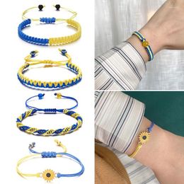 Link Bracelets 124A Ukraine Bracelet Wrist Rope Handmade Braided Blue And Yellow Ukranian Flag Jewellery Gift Unisex