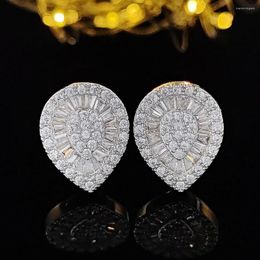Stud Earrings 2022 Luxury Pear Solid Silver Colour Korean Earring For Women Lady Anniversary Gift Jewellery Bulk Sell Christmas E5673