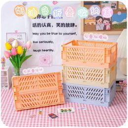 Mini DIY Folding Plastic Desktop Stationery Organiser Storage Box Large Capacity Creative School Office Desk Basket