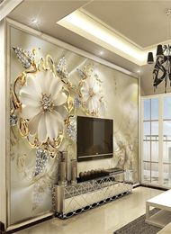 Обои настенных панелей мраморные украшения бриллиантов Роза Фон Современная Европа Арт -роспись для гостиной Большая живопись Home Decor3143462