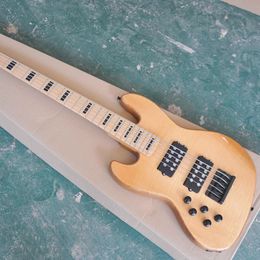 5 Strings Left Hand Electric Bass Guitar with Flame Maple Veneer Ash Body Maple Freboard Customizable