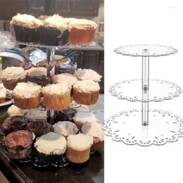 Bakeware Tools 3 Tier Round Cupcake Stand Clear Acrylic Cake Holder Dessert Pastry Tower Wedding Birthday Party Bar Home Decor B03D