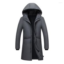 Men's Down Long Section Men Russia Winter Waterproof Cold And Warm Hooded Duck Jacket Black Grey Windbreaker Parka Outwear Coat