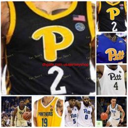 NCAA College Pitt Basketball Jersey 0 Eric Hamilton 1 Xavier Johnson 2 Trey McGowens 4 Gerald Drumgoole Jr Custom Stitched