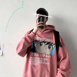 Men's Hoodies Pink Cartoon Hoodie Streetwear Female Hip Hop Sweatshirt Men Fashion Tops Casual Funny Spring Autumn Harajuku Amine Male