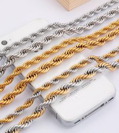 Multicolor 316 acero inoxidable cadenas de cuerda de 6 mm collar de oro y plata hip hop jewerly5088752