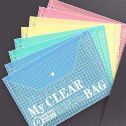 10pcs/set A4 Snap Transparent File Bag Document Plastic Folder Simple Pencil Case Stationery School Office Supplies