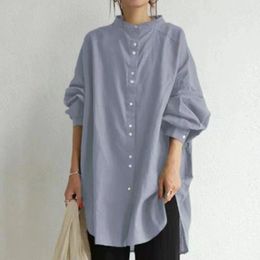 Women's Blouses 2022 Winter Korean Style Long Sleeve Shirt Women Minimalist Button Tunic Blouse Fall Work Female Clothing Tops