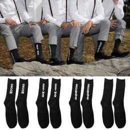 Men's Socks Wedding Men Groom Man Groomsman Letter Combed Cotton Dress Party Long