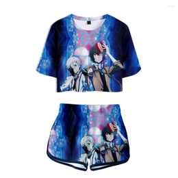 Women's Tracksuits 2022 Bungo Stray Dogs 2 Pieces Set Sexy Tshirt Summer Kawaii Girl Fashion Casual Sets Preppy Style Women Streetwear