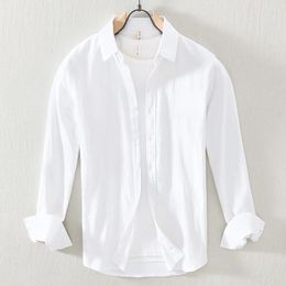 Men's Casual Shirts 2022 Spring For Mens Breathable Cotton Solid Color Men Long Sleeve High Quality White Shirt Male