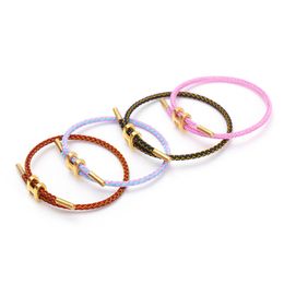 Wire Rope Bracelet Letter Buckle Adjustable Titanium Waterproof Sweat Resistant Bangles 99ZV