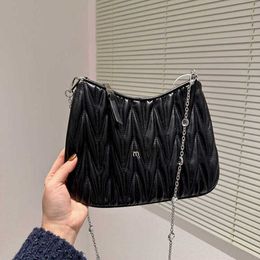 Luxury Rhinestones Chain Bag designer handbags women messenger bags Fashion Pleating Shoulder Bag Texture Leather Purses 221226