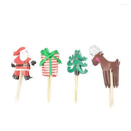 Festive Supplies 24Pcs Christmas Cupcake Topper Picks Santa Claus Reindeer Party For Xmas Dessert Fruit