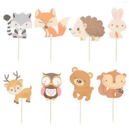 Festive Supplies Party Cupcake Toppers Animal Dessert Decor Forest Fruit Animals Insert Pick Picks Woodland Birthdaybaby Glitter Christmas