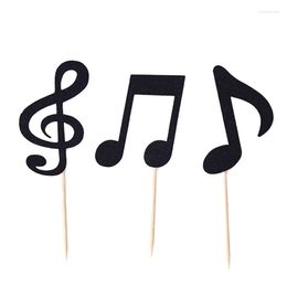 Festive Supplies 30 Pcs Music Notes Themed Cupcake Topper Paper Cake Inserts Card Wedding Decoration Retail