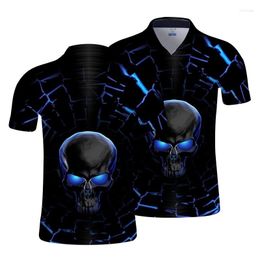 Men's Polos 2022 Autum Short Sleeve Skull Polo Shirts Casual Cotton Autumn Mens Masculina Plus Size Fashion Dropshiping