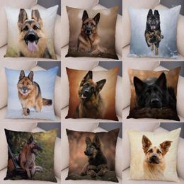 Pillow 45x45cm German Shepherd Dog Animal Print Case Polyester Cover Dogs Pet Pillowcase Sofa Home Decor For Friend Gift
