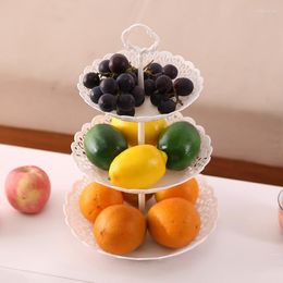 Storage Bottles European-style Household Three-layer Fruit Rack Living Room Multi-functional Multi-layer Tray Snack Plastic Hollow