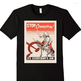 Men's Polos Vintage Poster Stop Communism Retro T Shirt Quality Shirts Men Printing Short Sleeve O Neck Tshirt 032928