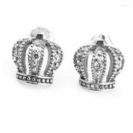 Stud Earrings Genuine S925 Sterling Silver Crown Shape Vintage Dangle Stones CZ Fashion Jewellery For Women