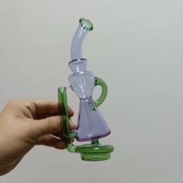 Unique Design Colored Glass Water Bong Hookahs Mini 9 Inch Dab Rig Water Recycler Bubbler for Smoking Tornado Shisha