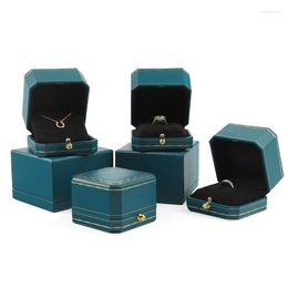 Jewellery Pouches Sky Blue Dark Green Paper Organiser Boxes Ring Earrings Packaging European Style Wedding Case 1pcs 8.5x9x6.1cm