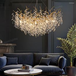 Chandeliers Post Modern Crystal Chandelier LED Luxury Living Room Light El Hall Gold Large Ceiling 110-220V