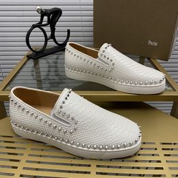 Top mens stylish studded shoes handcrafted real leather designer rock style unisex red soles shoes luxury fashion womens diamond encrusted casual shoe 00201