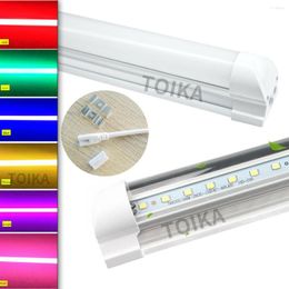 Toika 4pcs LED Color Tube T8 Integrated Light Bulbs 30cm 60cm 90cm 120cm Red Blue Purple Pink RGB